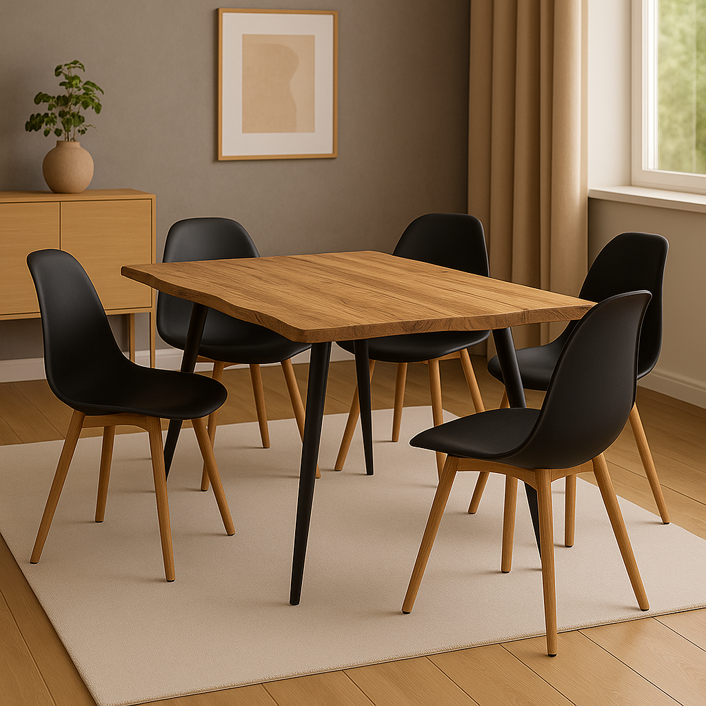 MESA ANETO  DISEÑO ORGANICO CON CUBIERTA DE MADERA Y PATAS METALICAS - 2