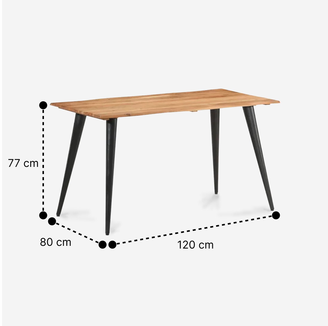 MESA ANETO  DISEÑO ORGANICO CON CUBIERTA DE MADERA Y PATAS METALICAS - 3