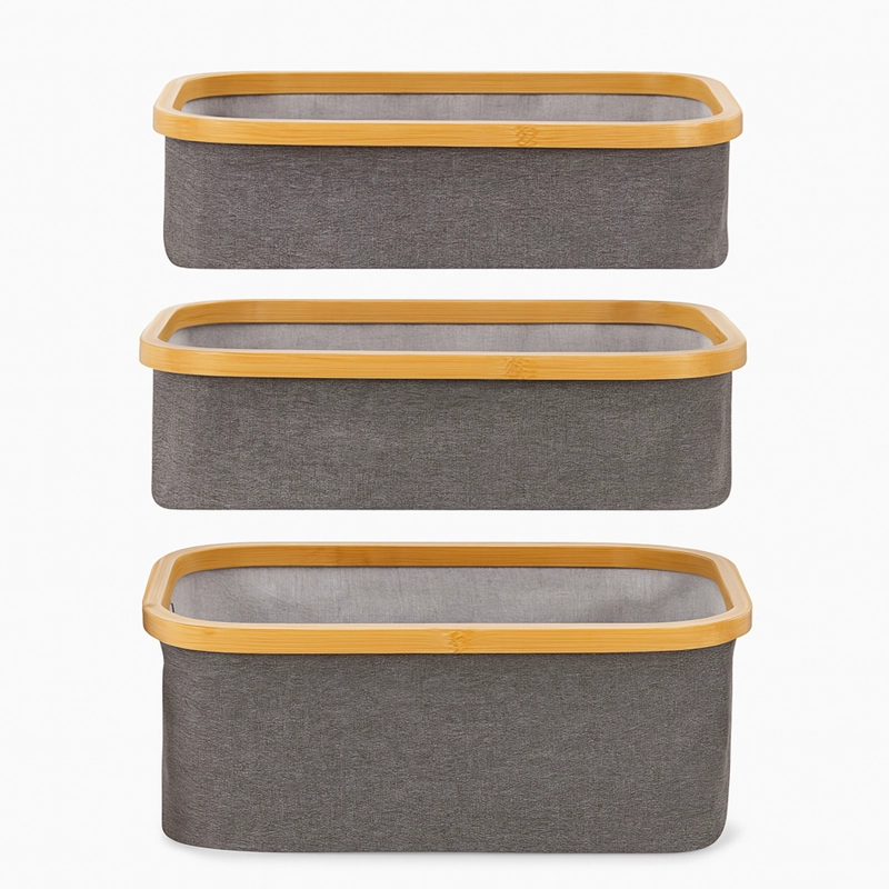 ESTANTE DE ALMACENAMIENTO PLEGABLE ORGANIZADOR 3 NIVELES CESTAS DE TELA GRIS - 4