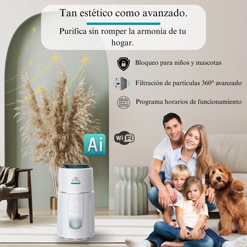 PURIFICADOR DE AIRE FAMILY &  PET, 90M2, HEPA H13 + LUZ UVC + WIFI - 7