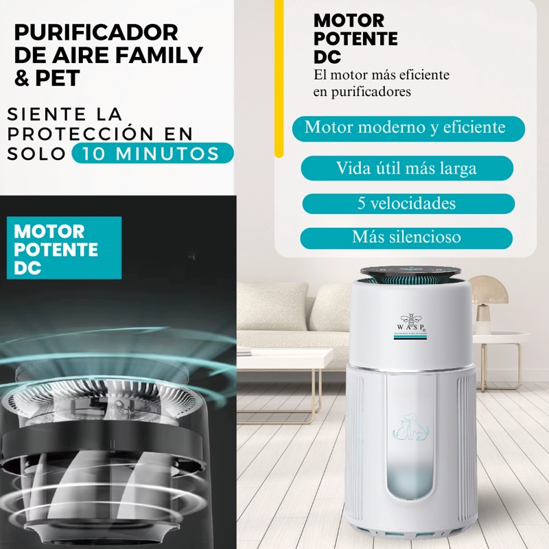 PURIFICADOR DE AIRE FAMILY &  PET, 90M2, HEPA H13 + LUZ UVC + WIFI - 8