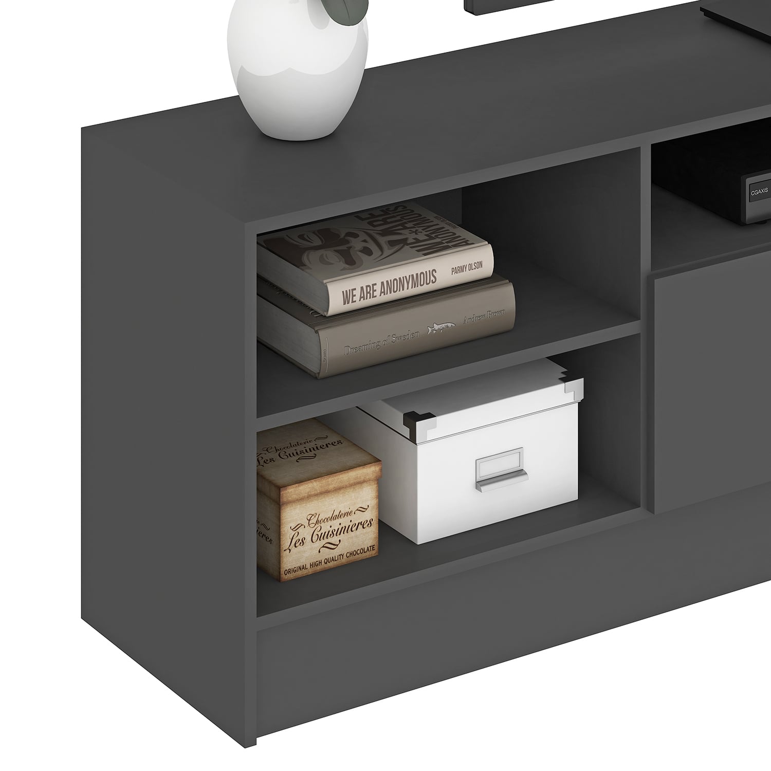 RACK TV 75 PULGADAS 2 PUERTAS VEKKA HOME MOYAN GRAFITO - 2