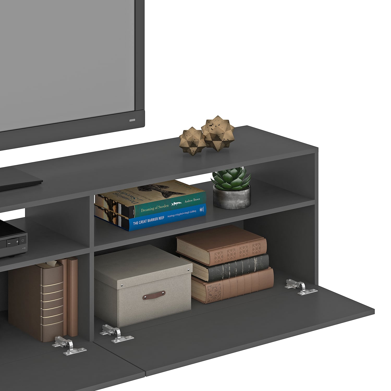 RACK TV 75 PULGADAS 2 PUERTAS VEKKA HOME MOYAN GRAFITO - 3