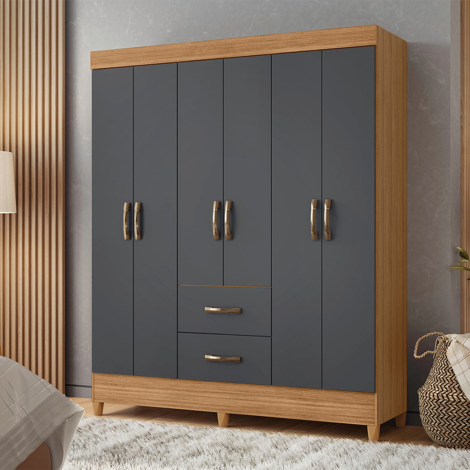 COMBO CLOSET VEKKA HOME MOBI 4 PUERTAS 2 CAJONES + CLOSET 6 PUERTAS 2 CAJONES GRAFITO - 3