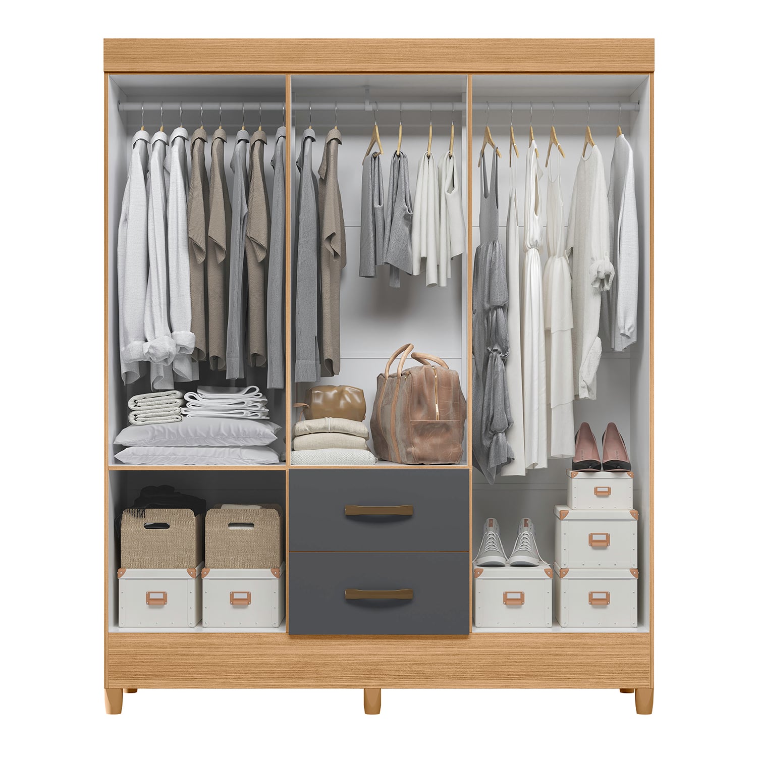 COMBO CLOSET VEKKA HOME MOBI 4 PUERTAS 2 CAJONES + CLOSET 6 PUERTAS 2 CAJONES GRAFITO - 5