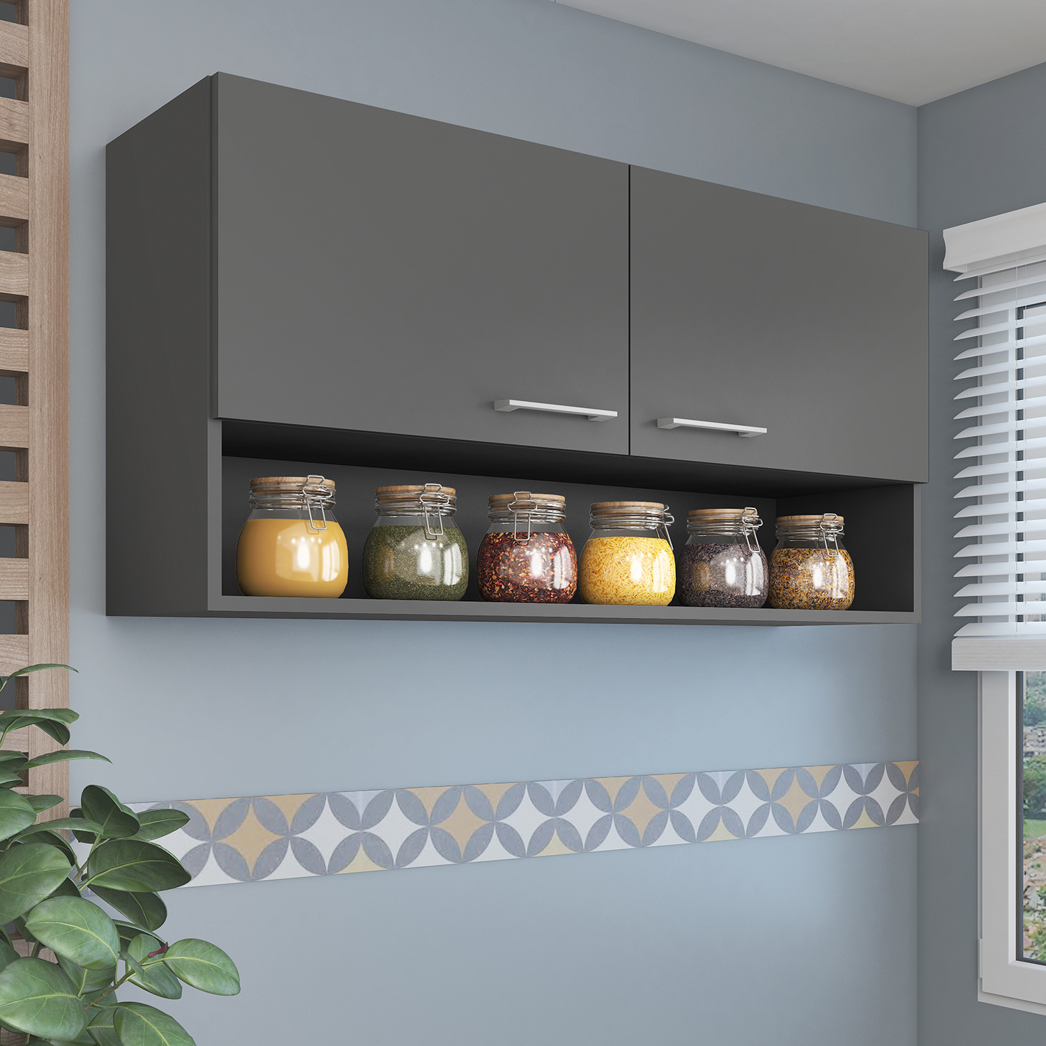 MUEBLE VEKKA HOME EVANDRO AEREO GRAFITO 1O5 CM MDP - 1
