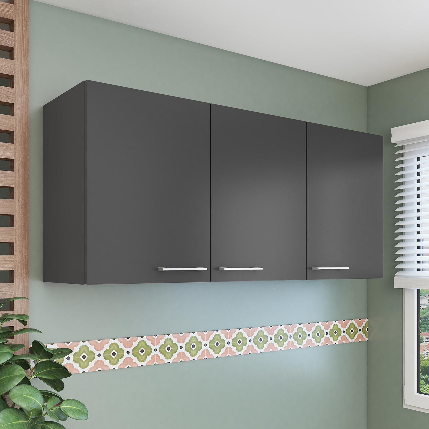 MUEBLE VEKKA HOME OPIE AEREO GRAFITO 12O CM MDP - 1