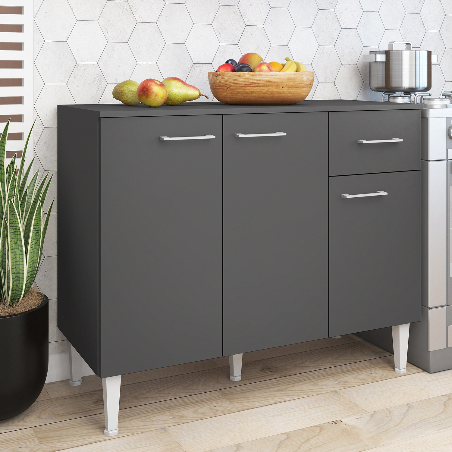 MUEBLE VEKKA HOME EVANDRO BASE GRAFITO 105 CM MDP - 1