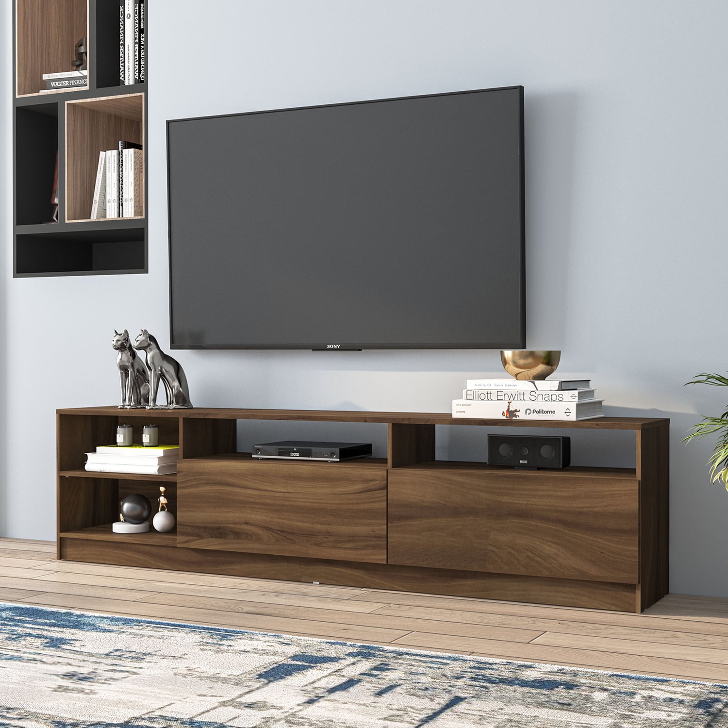 RACK TV 75 PULGADAS 2 PUERTAS VEKKA HOME MOYAN CAFE RUSTIC - 1