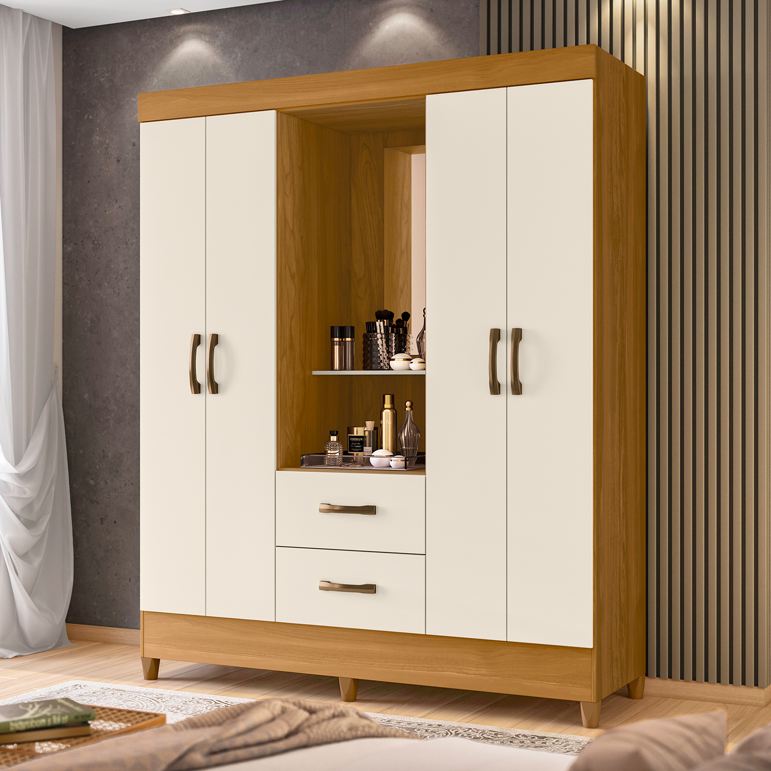 CLÓSET VEKKA HOME MOBI MDP BEIGE CAPELINA 4P 2C - 3