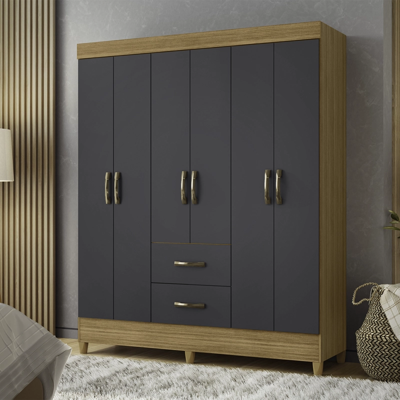 COMBO CLOSET VEKKA HOME MOBI 6 PUERTAS 2 CAJONES + COMODA 4 CAJONES GRAFITO - 2