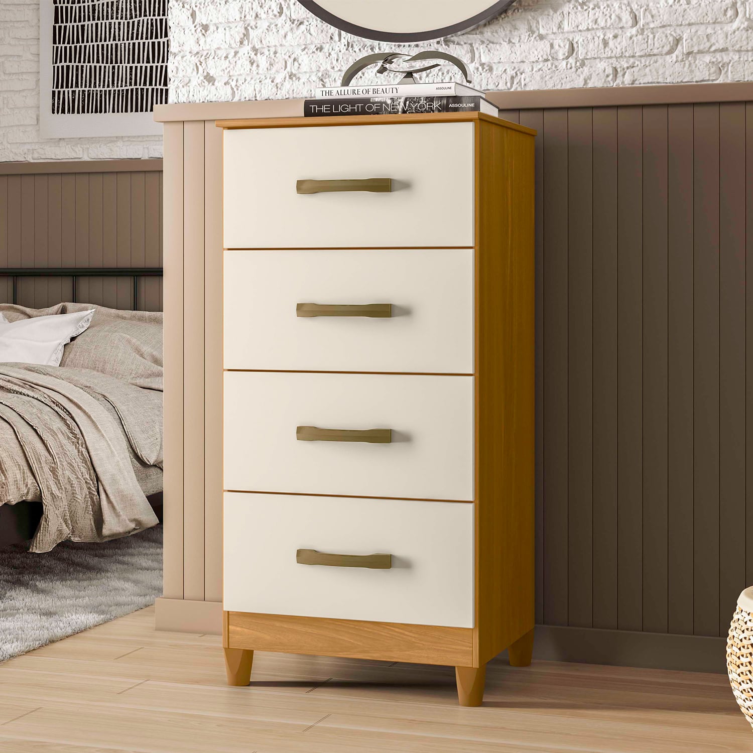 COMBO CLÓSET 6P VEKKA HOME MOBI MDP BEIGE + COMODA 4C CARV - 3
