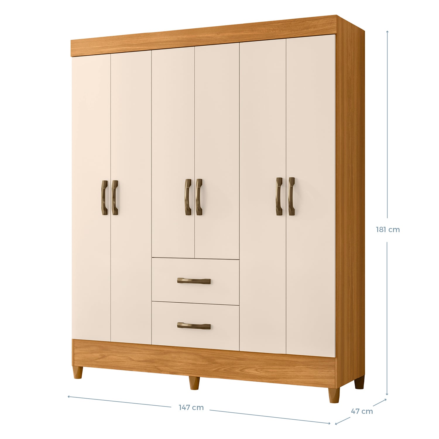 COMBO CLÓSET 6P VEKKA HOME MOBI MDP BEIGE + COMODA 4C CARV - 5