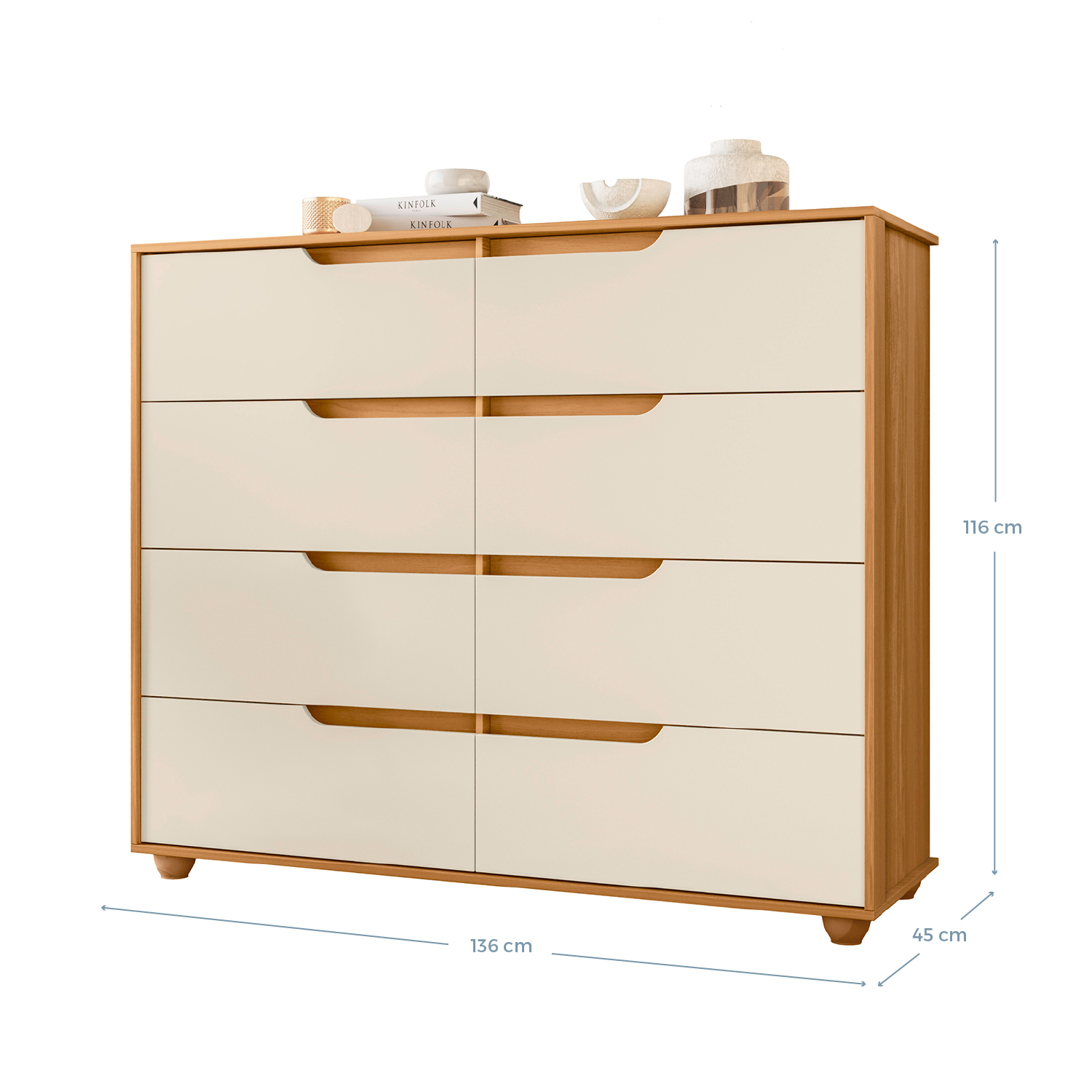COMBO CLOSET VEKKA HOME MOBI 4 PUERTAS 2 CAJONES + COMODA 8 CAJONES BEIGE - 6