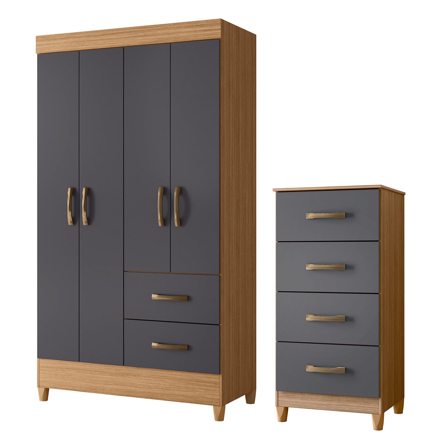 COMBO CLOSET VEKKA HOME MOBI 4 PUERTAS 2 CAJONES + COMODA 4 CAJONES GRAFITO - 1