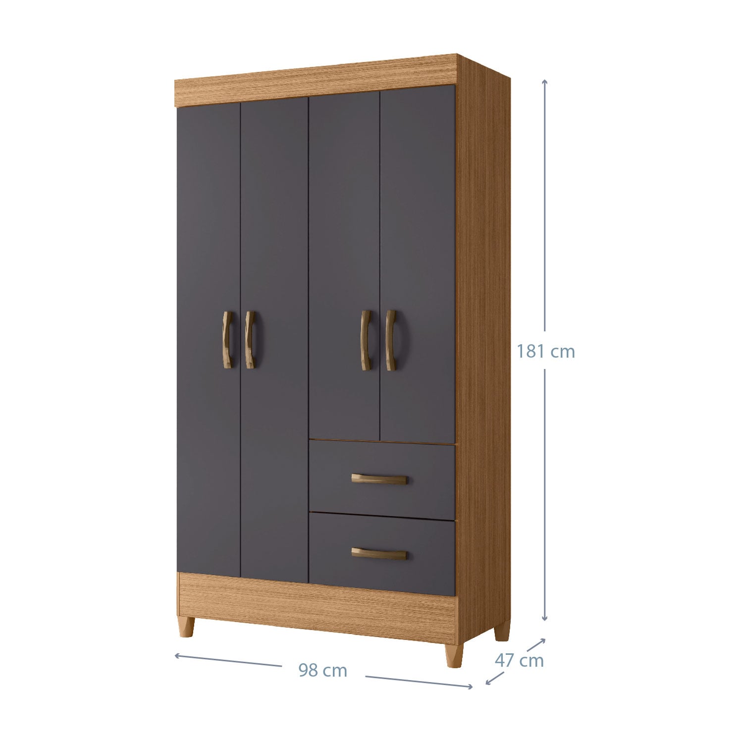 COMBO CLOSET VEKKA HOME MOBI 4 PUERTAS 2 CAJONES + COMODA 4 CAJONES GRAFITO - 5