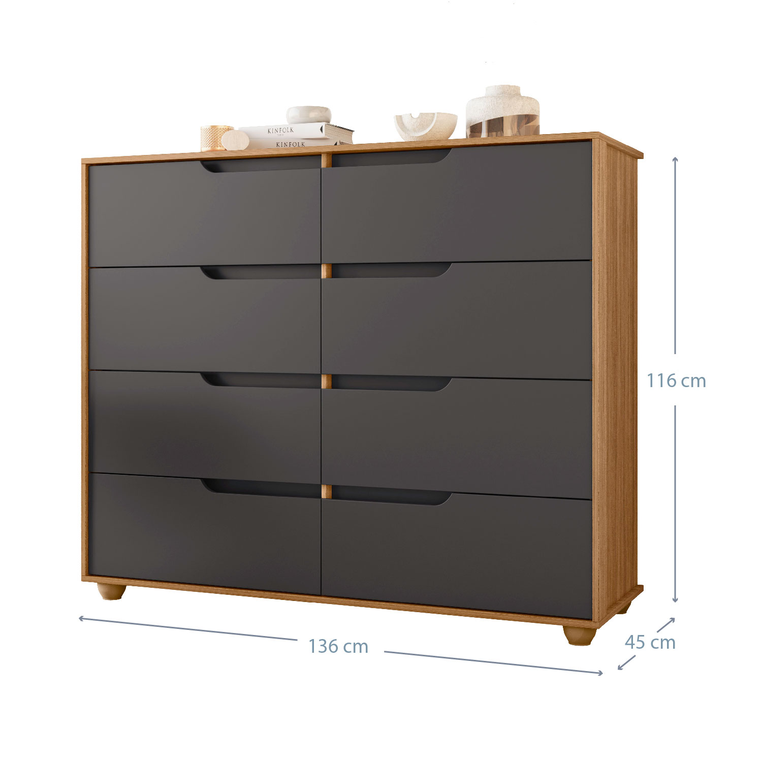 COMBO CLOSET VEKKA HOME MOBI 4 PUERTAS 2 CAJONES + COMODA 8 CAJONES GRAFITO - 6