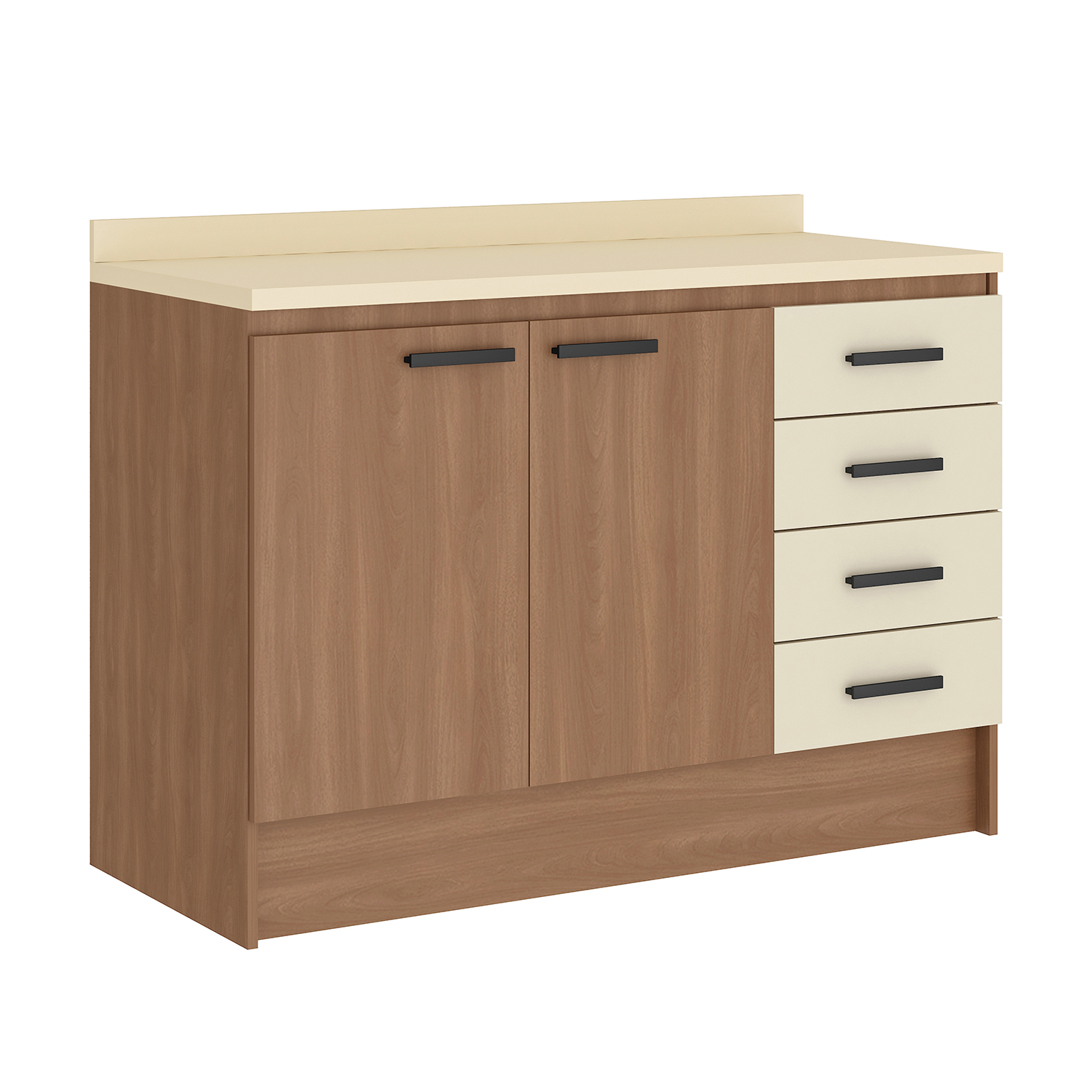 MUEBLE BASE VEKKA HOME MIA 2 PUERTAS 4 CAJONES 120 CM CAFE - 2