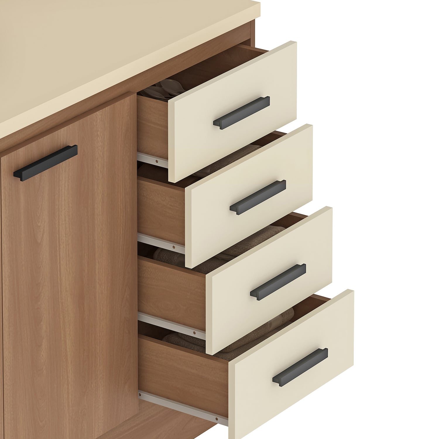MUEBLE BASE VEKKA HOME MIA 2 PUERTAS 4 CAJONES 120 CM CAFE - 5