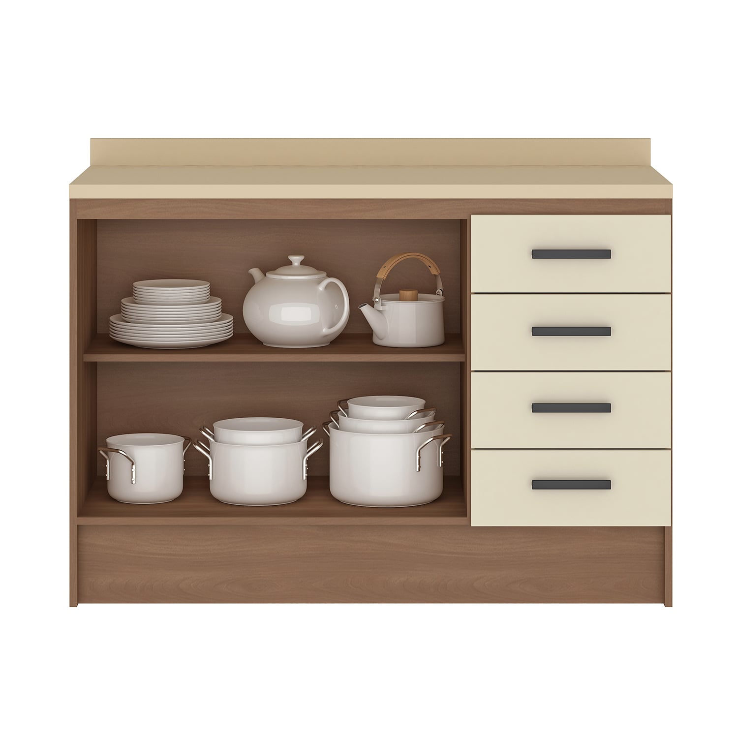 MUEBLE BASE VEKKA HOME MIA 2 PUERTAS 4 CAJONES 120 CM CAFE - 6