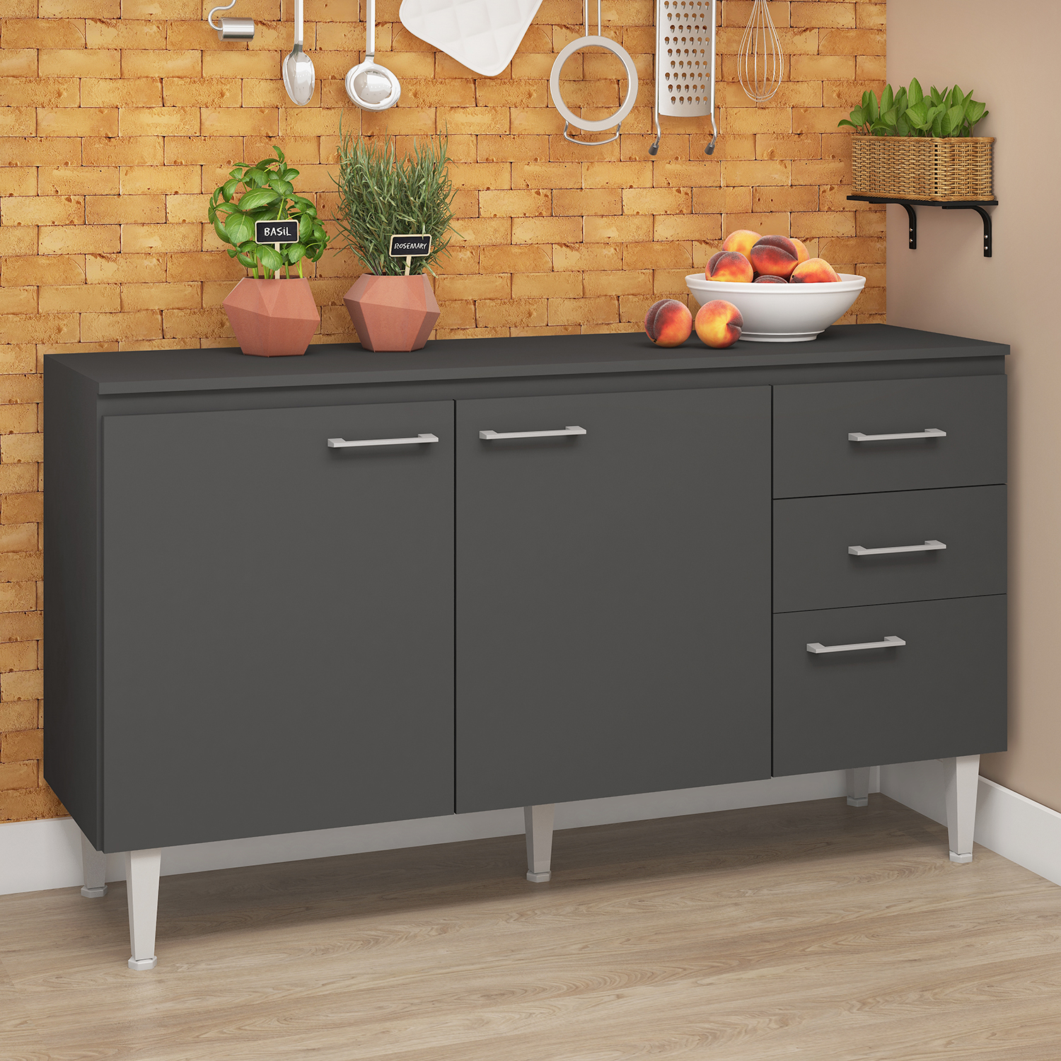 MUEBLE VEKKA HOME OPIE BASE GRAFITO 140 CM MDP - 1