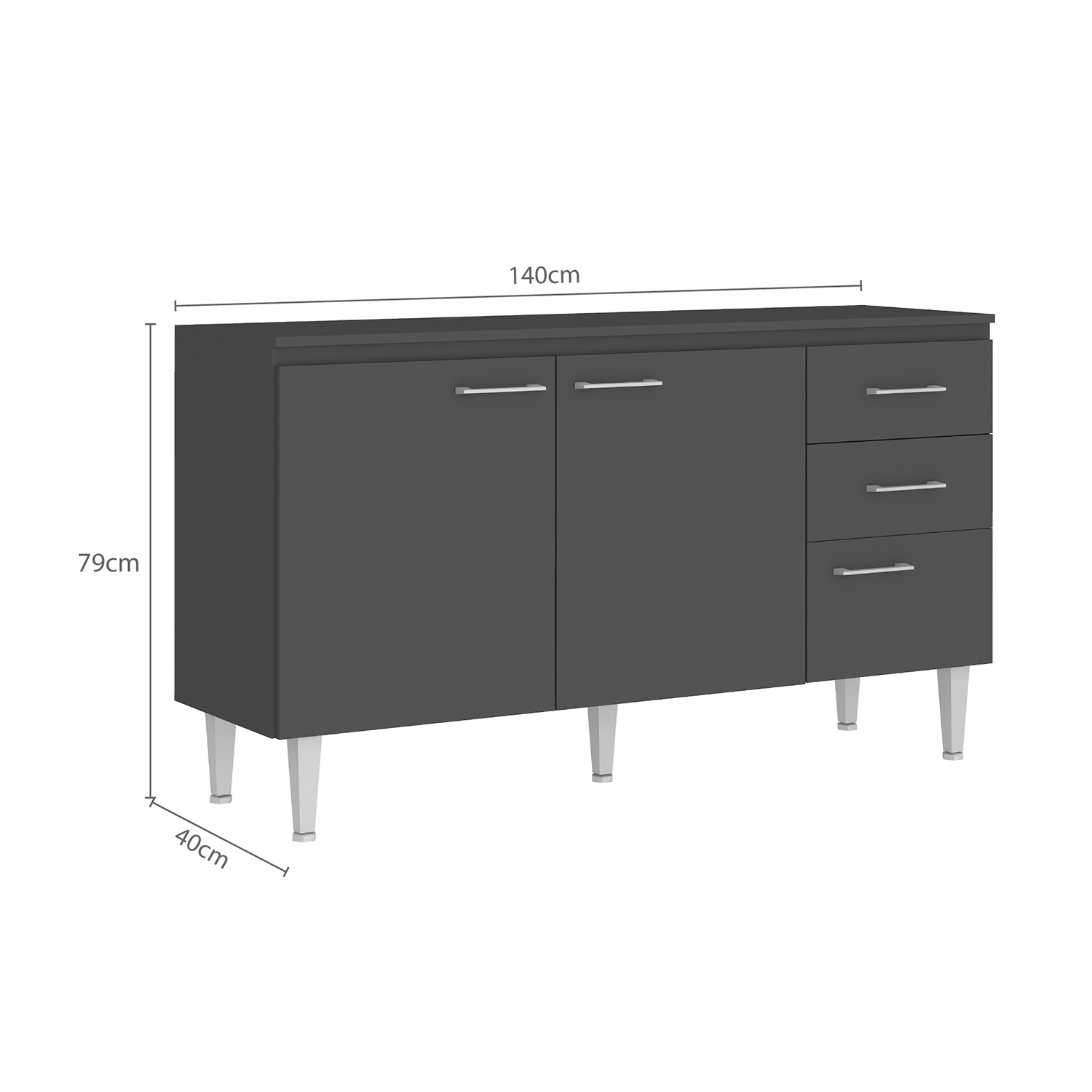 MUEBLE VEKKA HOME OPIE BASE GRAFITO 140 CM MDP - 7