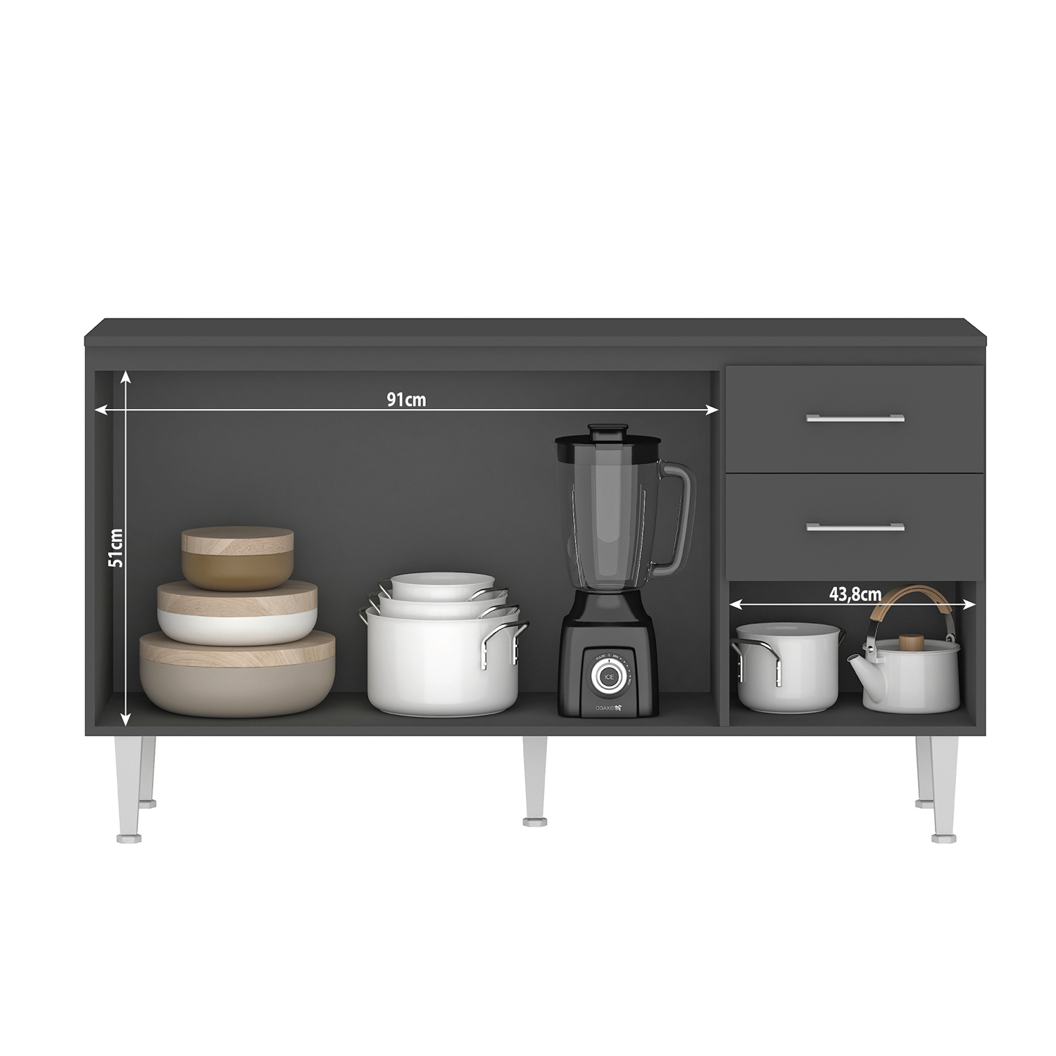 MUEBLE VEKKA HOME OPIE BASE GRAFITO 140 CM MDP - 8