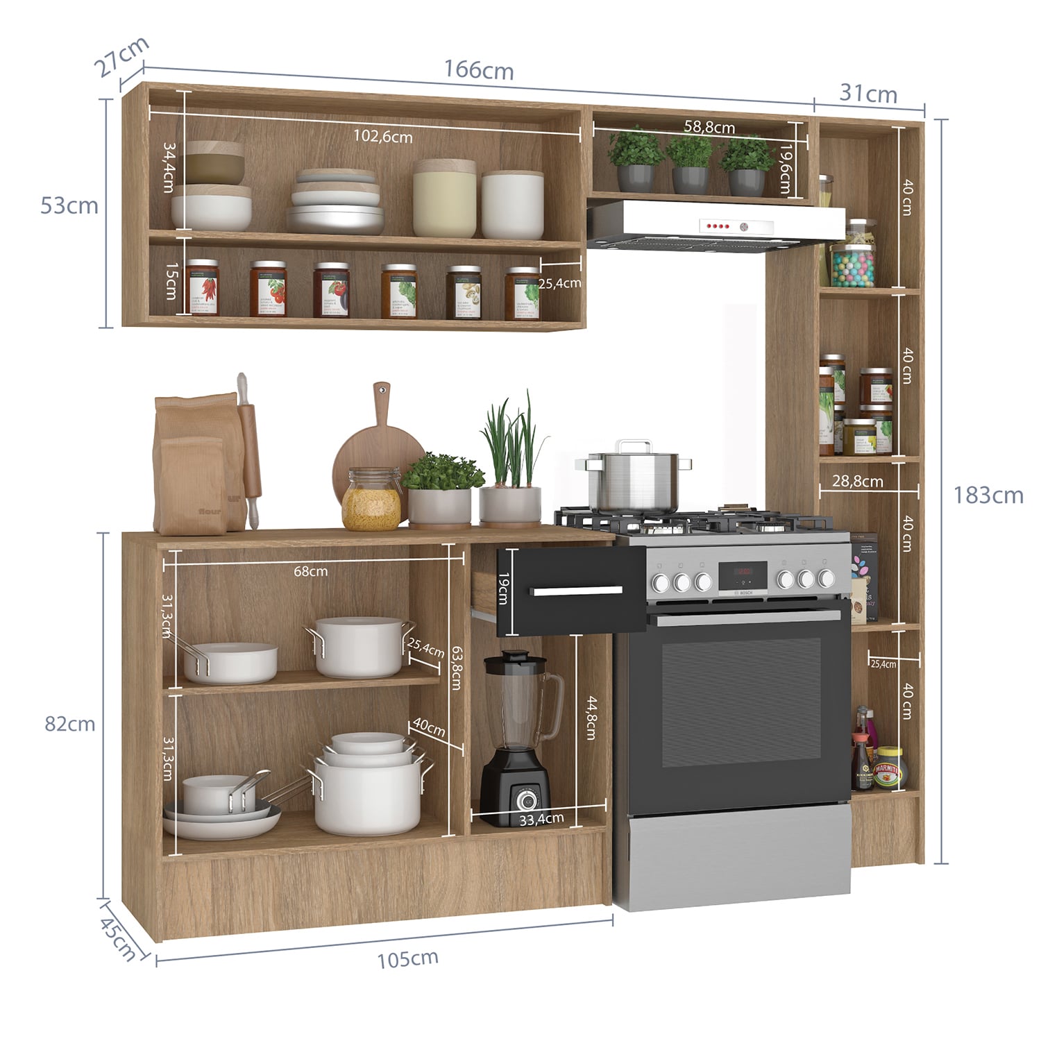 KIT VEKKA HOME MADRI COCINA SIMPLE BLACK MDP - 8