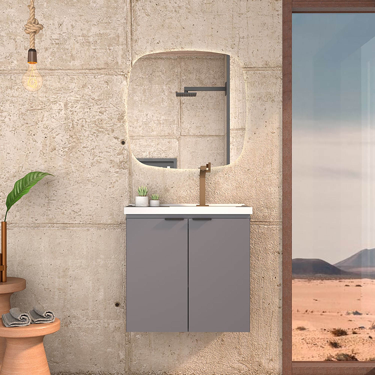 VANITORIO VEKKA HOME AEREO ASTER 60 GREY MDP - 1