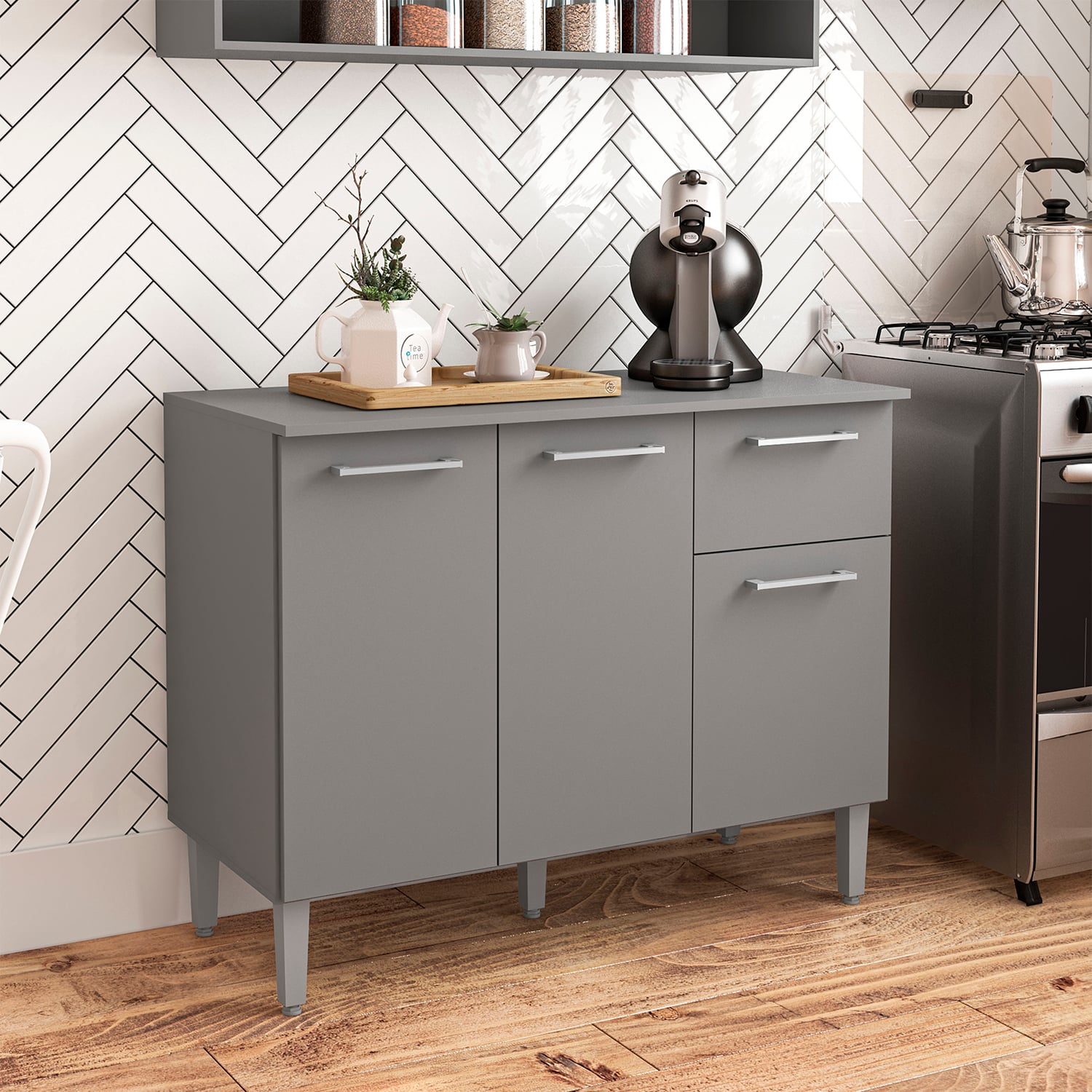 MUEBLE VEKKA HOME EVANDRO BASE NEW GRAFITO 105 CM MDP - 1
