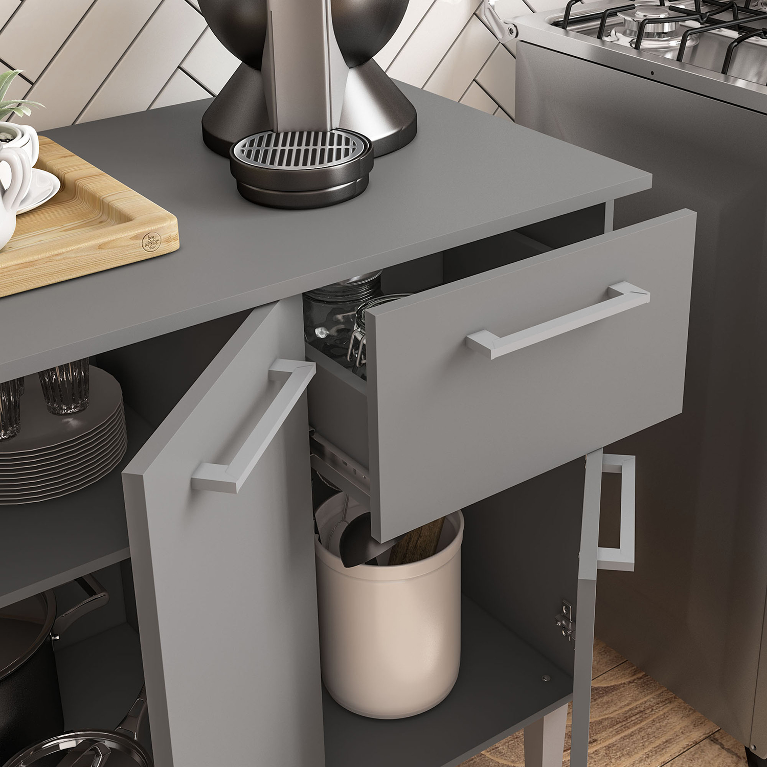 MUEBLE VEKKA HOME EVANDRO BASE NEW GRAFITO 105 CM MDP - 2