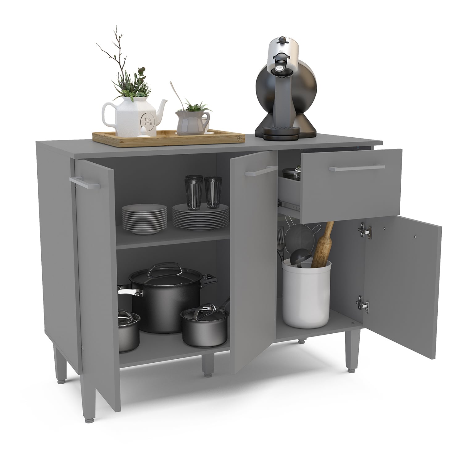 MUEBLE VEKKA HOME EVANDRO BASE NEW GRAFITO 105 CM MDP - 4