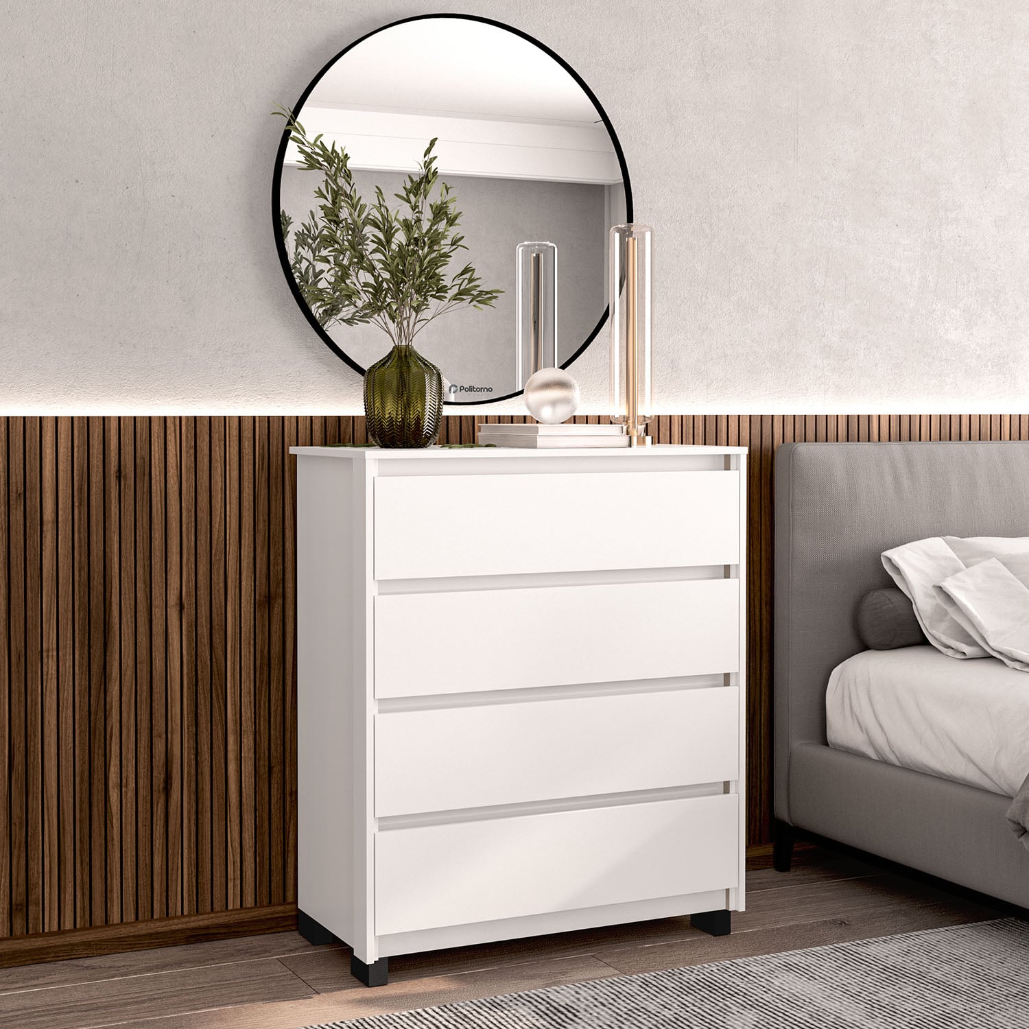 CÓMODA VEKKA HOME MDP BLANCO COIMBRA LIGHT 4C - 3