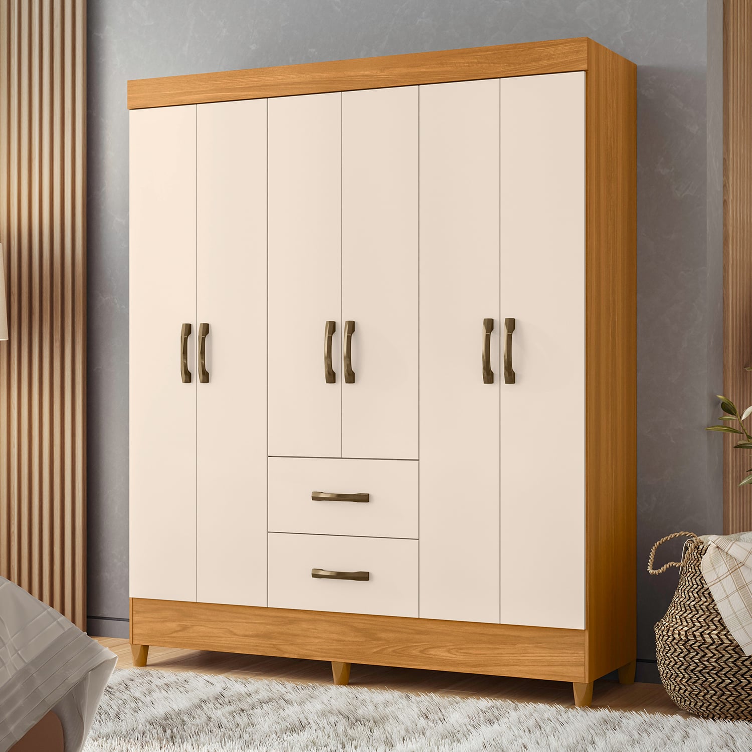 COMBO CLOSET VEKKA HOME MOBI 6 PUERTAS 2 CAJONES + CLOSET ESPEJO 4 PUERTAS 2 CAJONES BEIGE - 2