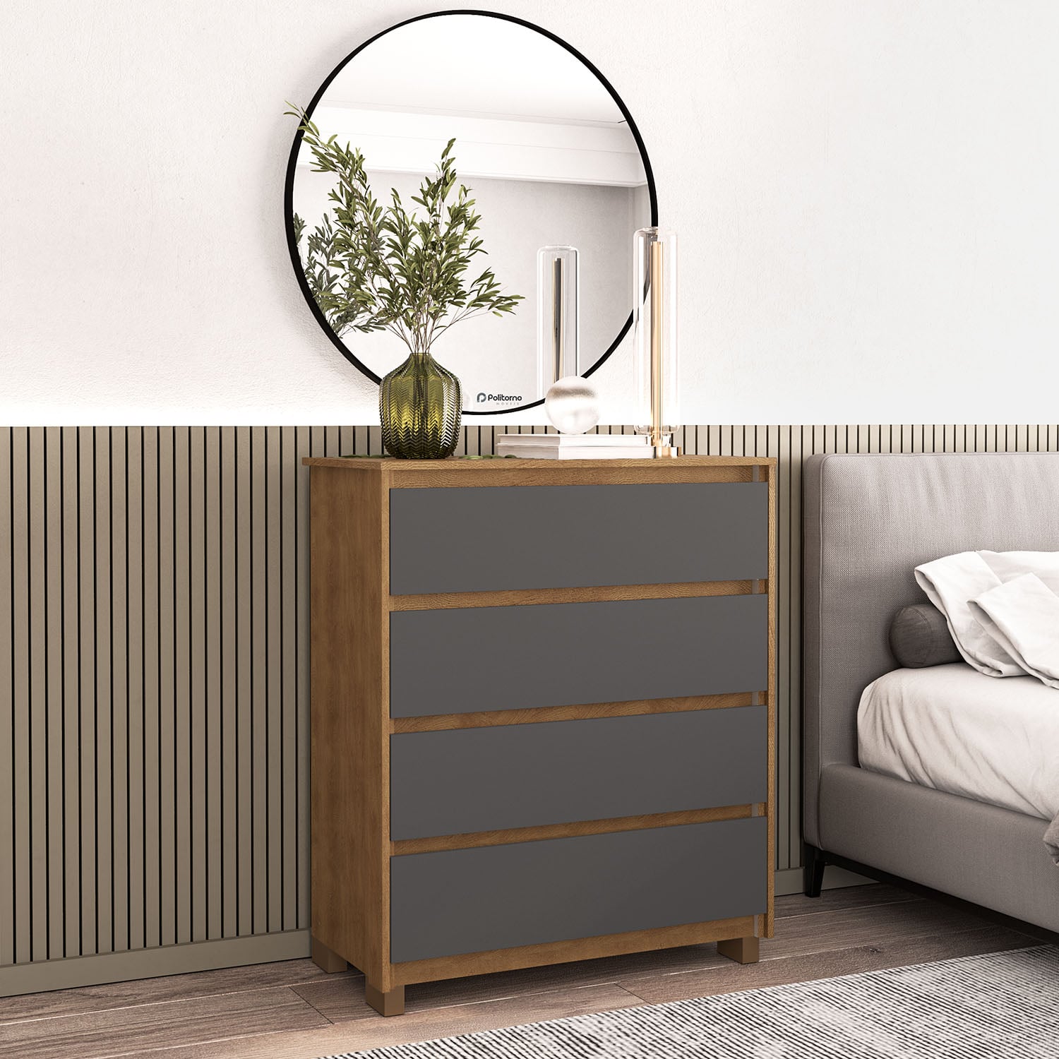 CÓMODA VEKKA HOME MDP GRIS COIMBRA 4C - 2