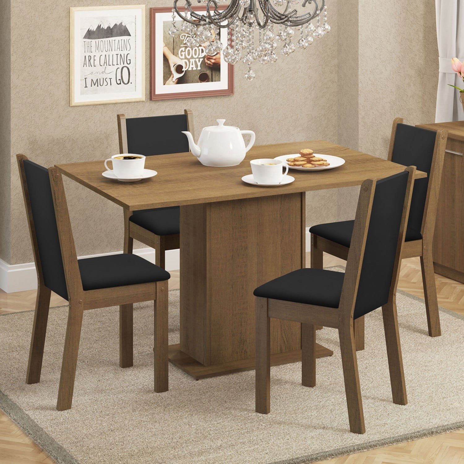 JUEGO DE COMEDOR VEKKA HOME CELINE GRECO 4 SILLAS - 1