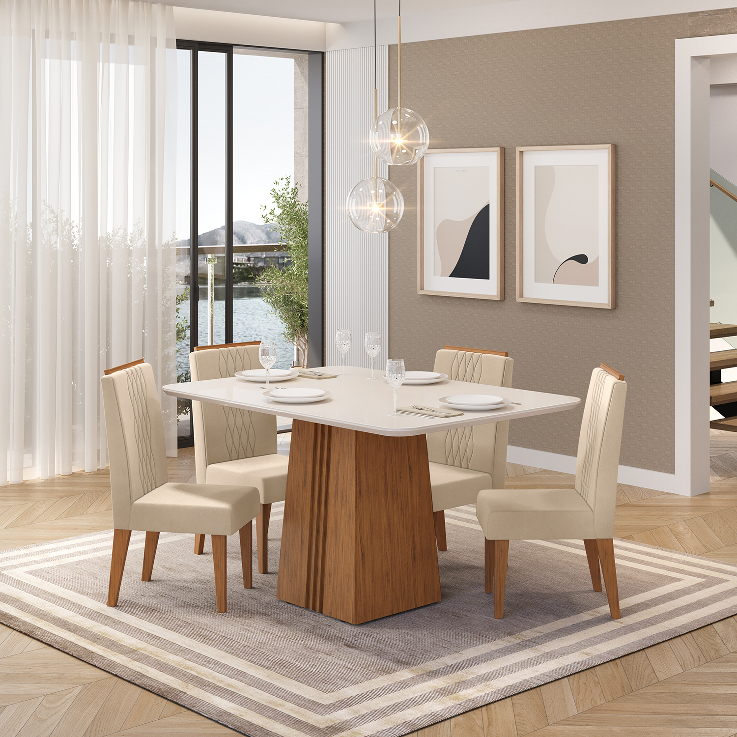 JUEGO DE COMEDOR VEKKA HOME ITALIA LIA 4 SILLAS - 1