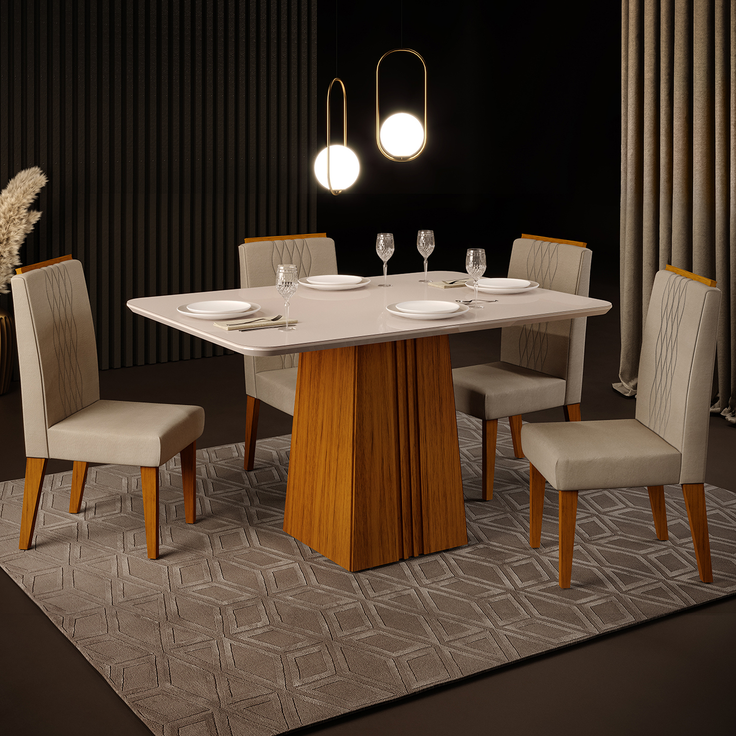 JUEGO DE COMEDOR VEKKA HOME ITALIA LIA 4 SILLAS - 4