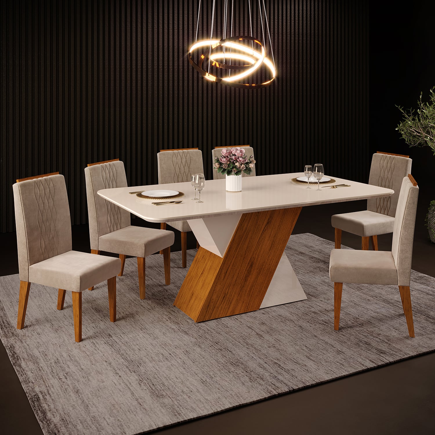 JUEGO DE COMEDOR VEKKA HOME RUBI LIA 6 SILLAS - 1