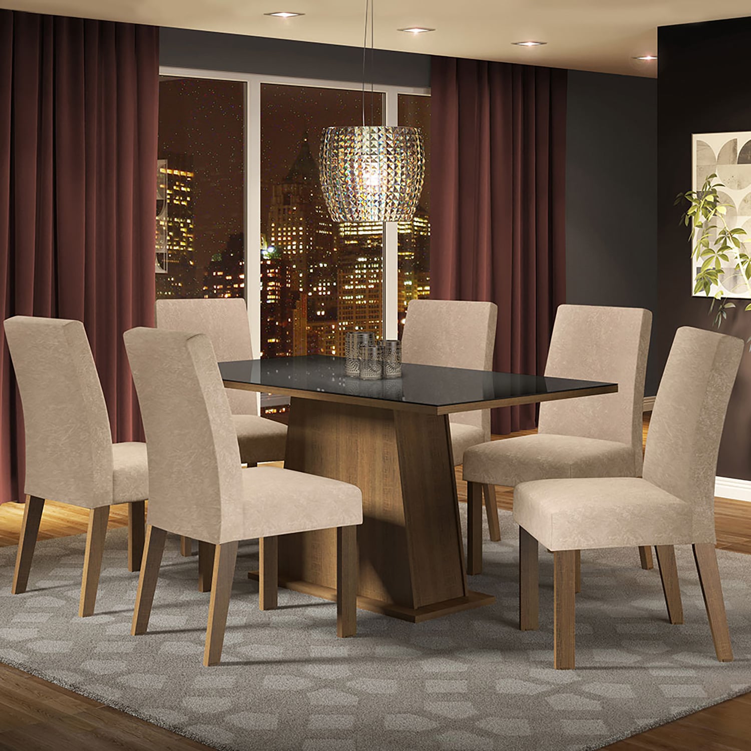 JUEGO DE COMEDOR VEKKA HOME GIAN FIORE 6 SILLAS - 1