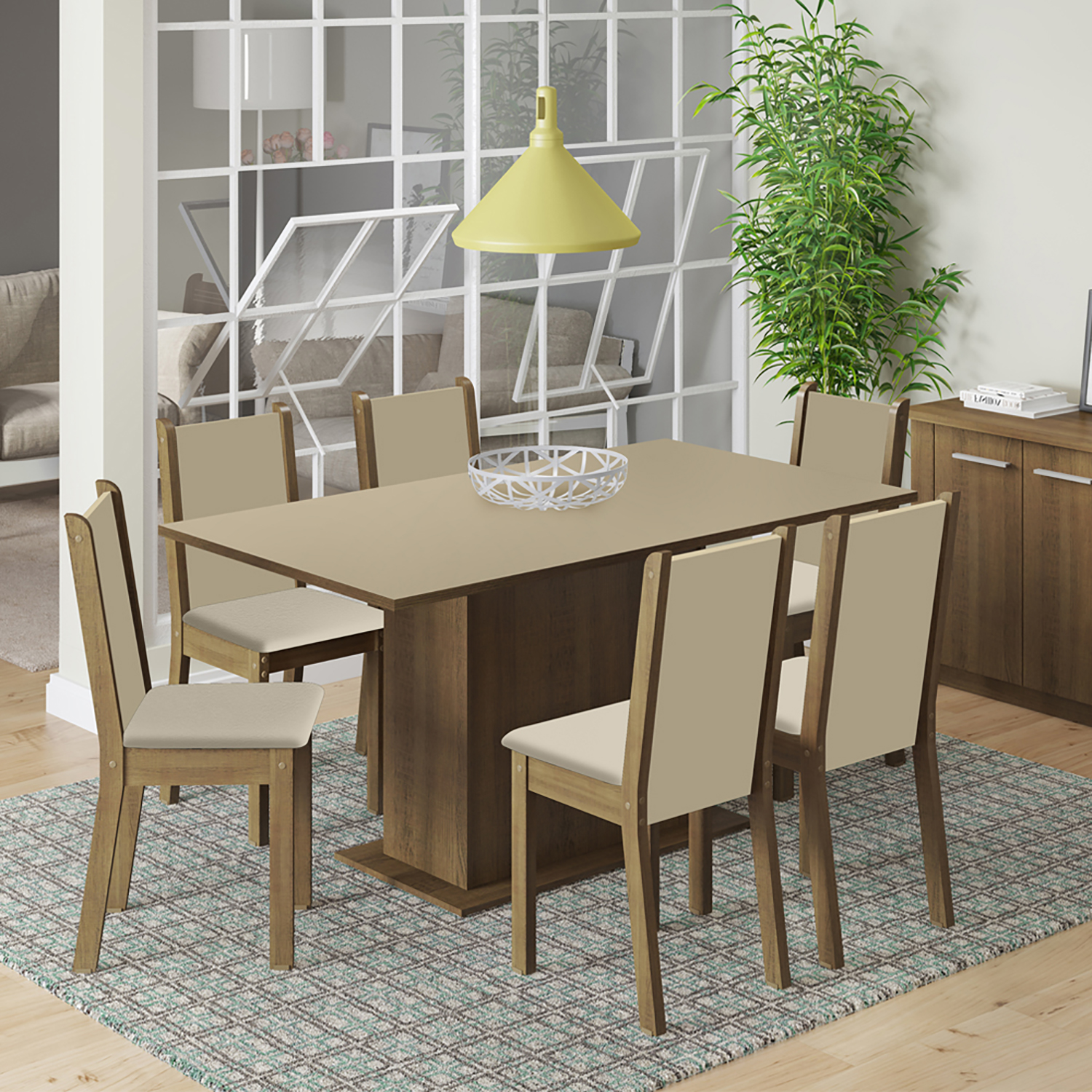 JUEGO DE COMEDOR VEKKA HOME SUECIA LIGHT 6 SILLAS - 1