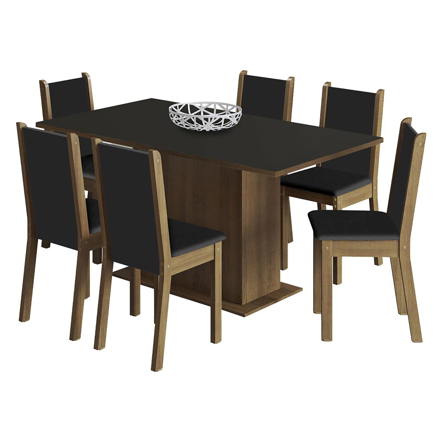 JUEGO DE COMEDOR VEKKA HOME SUECIA DARK 6 SILLAS - 2