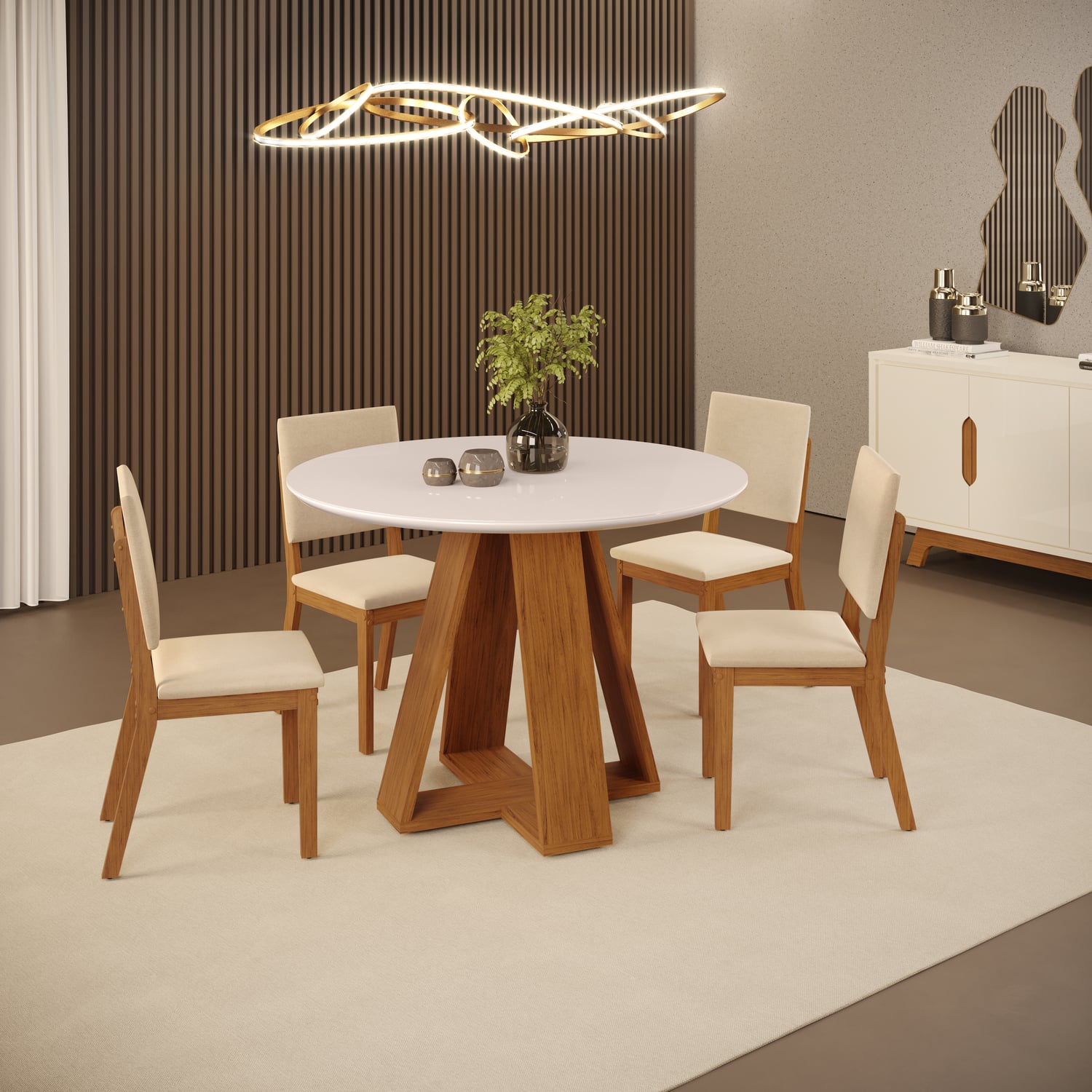 JUEGO DE COMEDOR VEKKA HOME CELESTE TALIA 4 SILLAS - 1