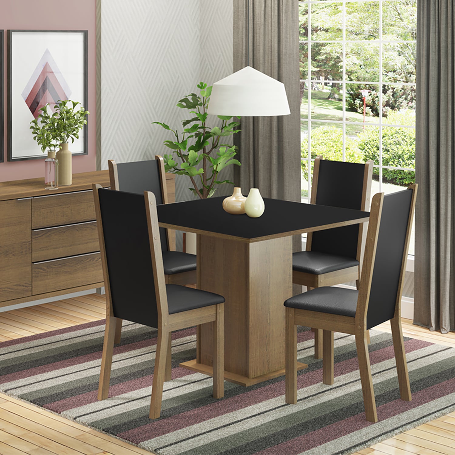 JUEGO DE COMEDOR VEKKA HOME LILO GRECO 4 SILLAS - 1