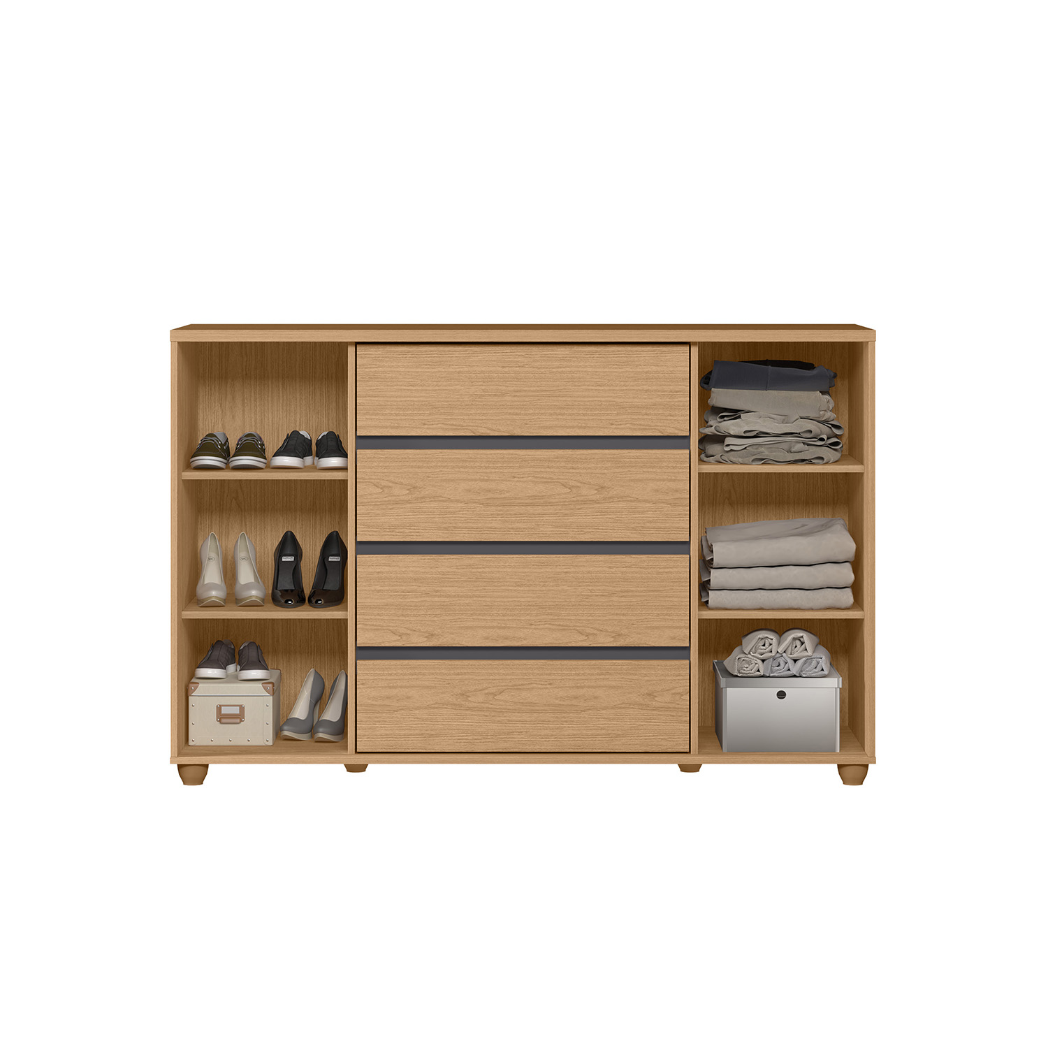 COMODA VEKKA HOME EVIDENZA 2 PUERTAS 4 CAJONES GRAFITO/BEIGE - 4
