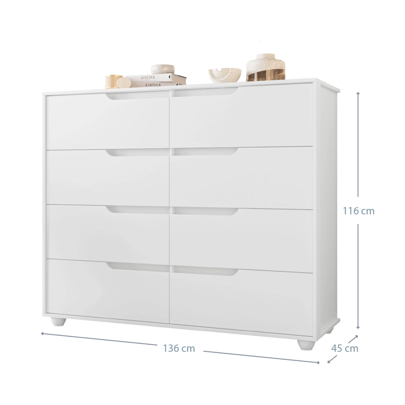 COMODA VEKKA HOME DOBLE EVO 8 CAJONES BLANCO - 5