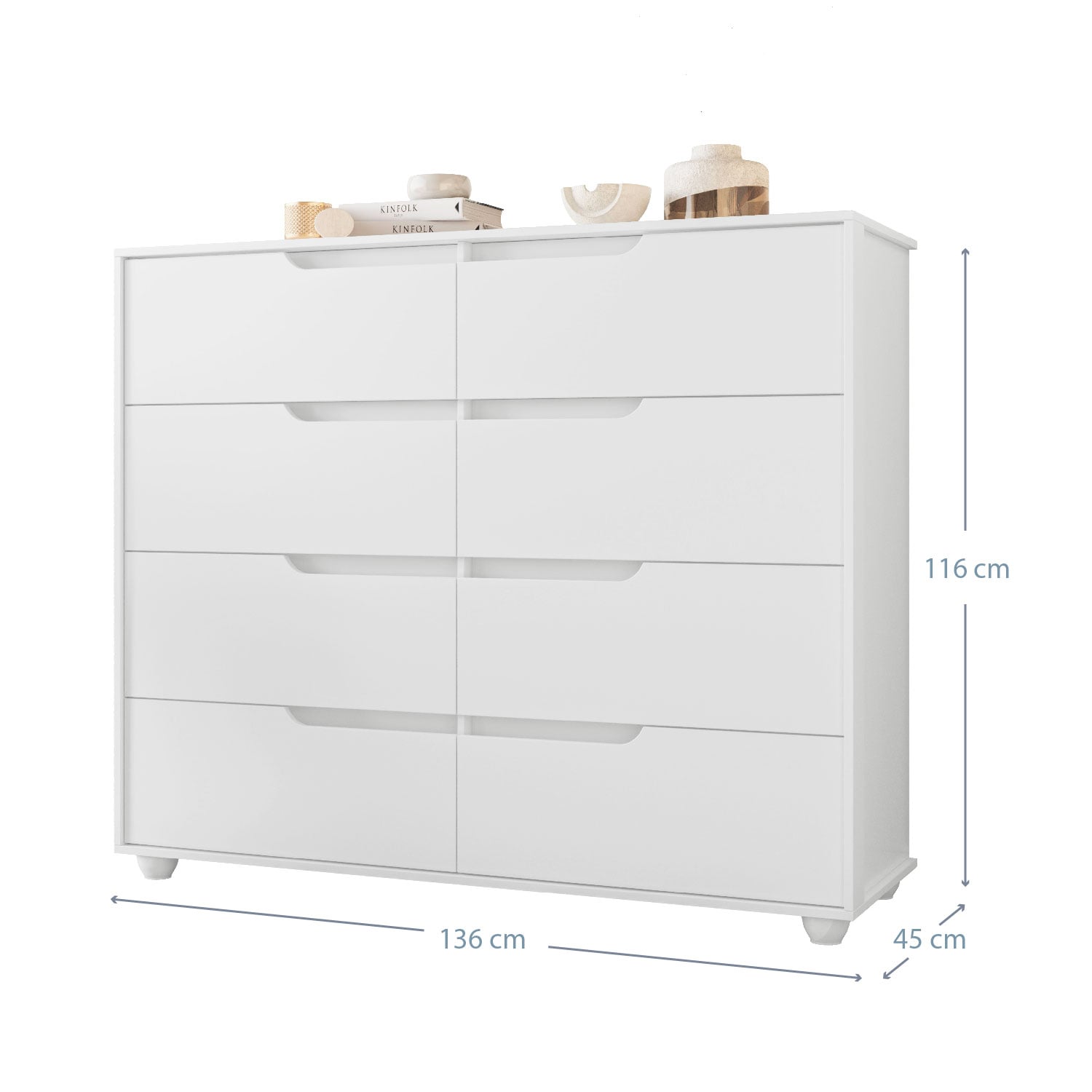 COMODA VEKKA HOME DOBLE EVO 8 CAJONES BLANCO - 5
