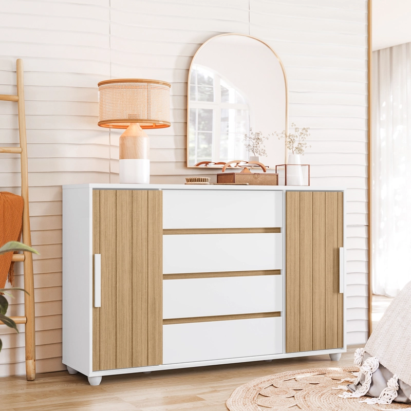 COMODA VEKKA HOME EVIDENZA 2 PUERTAS 4 CAJONES BLANCO/BEIGE - 2