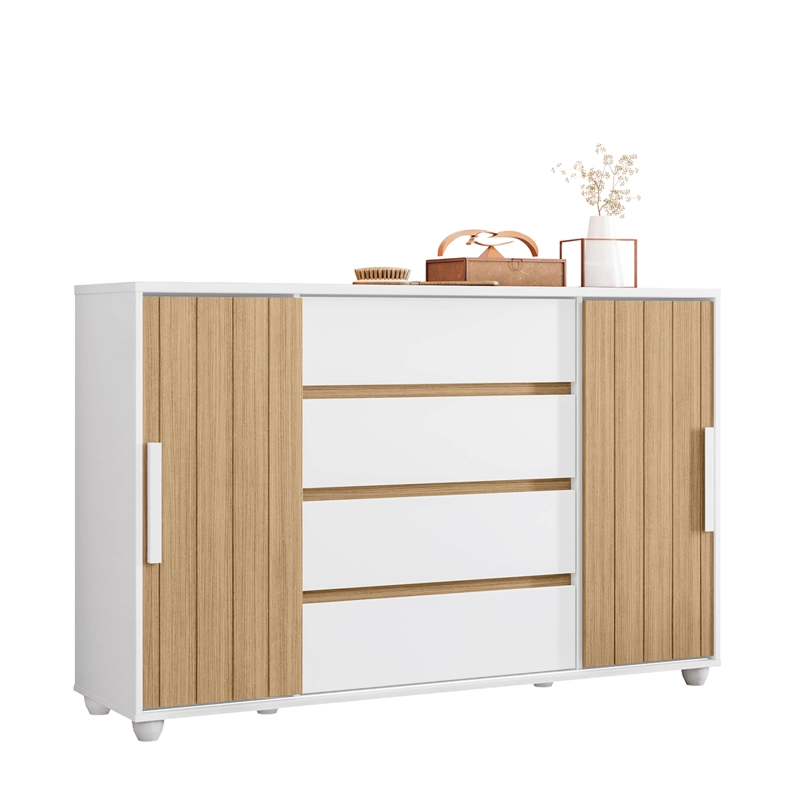 COMODA VEKKA HOME EVIDENZA 2 PUERTAS 4 CAJONES BLANCO/BEIGE - 4