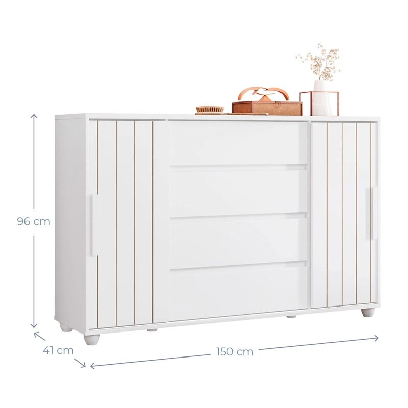 COMODA VEKKA HOME EVIDENZA 2 PUERTAS 4 CAJONES BLANCO/BEIGE - 7